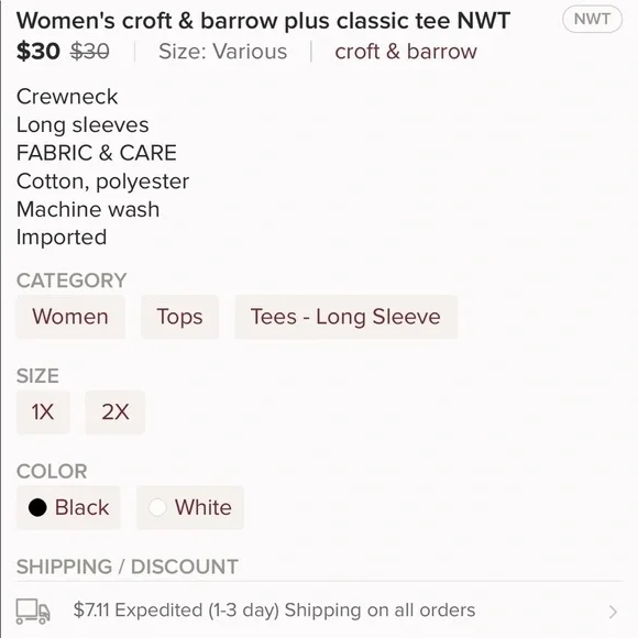 Women's‎ croft & barrow plus size classic tee - Picture 2 of 2